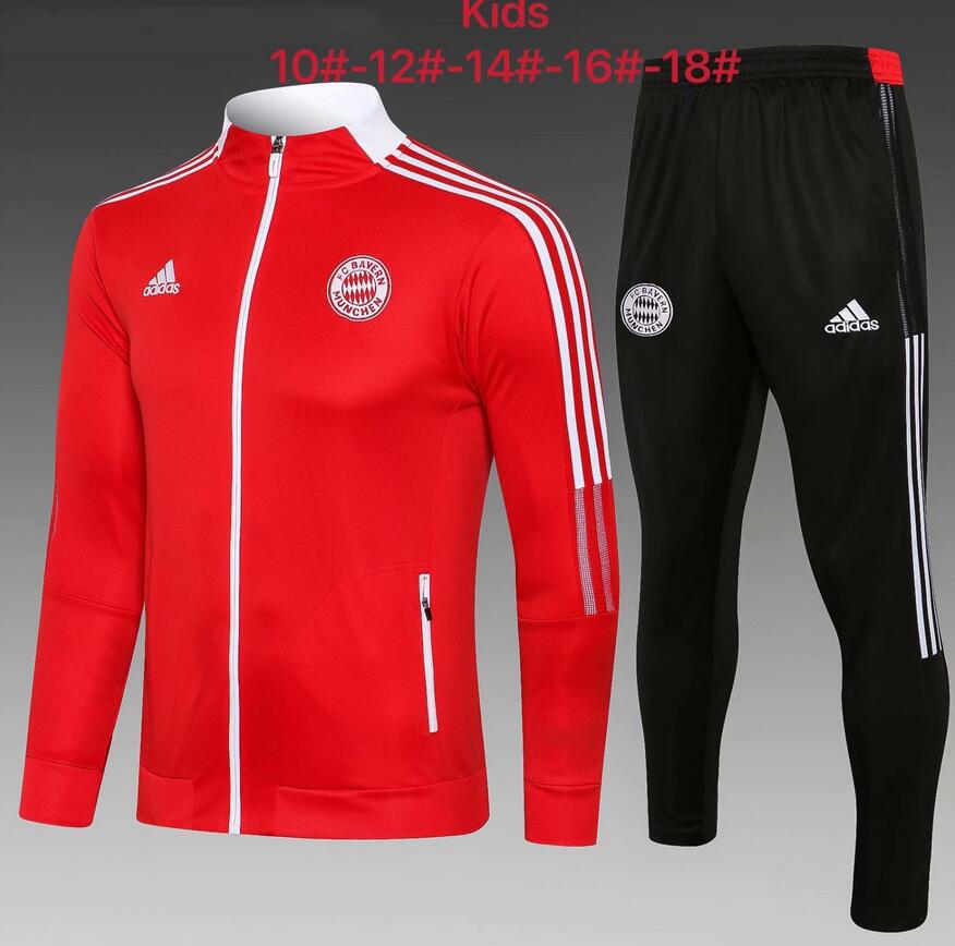 Kids 2021/22 Bayern Munich Red Jacket and Pants Training Kits